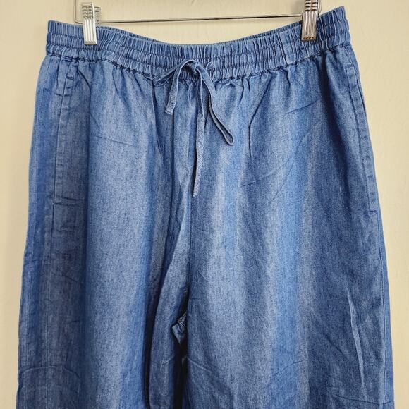 Whistles Lucy Blue Chambray Barrel Trouser Pants Drawstring US 12 NWT - Picture 5 of 10